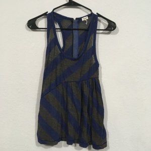 Splendid Blue & Gray Striped Racer Back Tank Top
